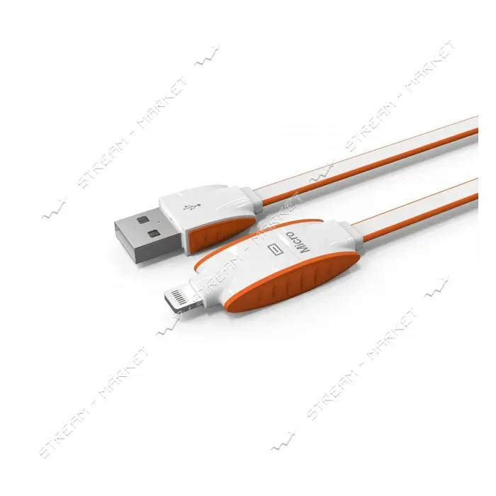 Кабель Ldnio LC83 2 в 1 Micro USB plus Lightning  длина 1м белый плюс оранжевый                     