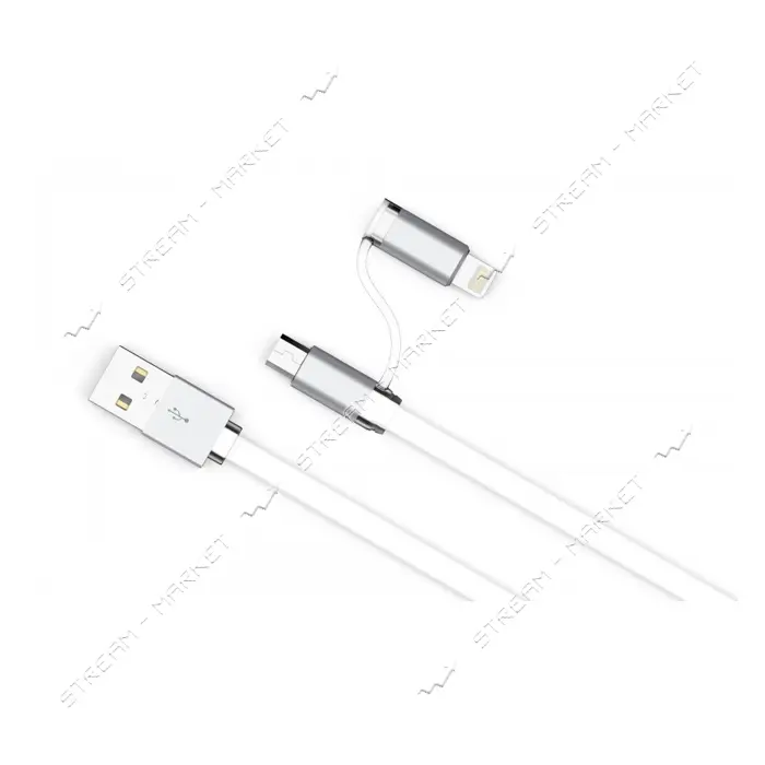 Кабель Ldnio LC84 2 в 1 Micro USB plus Lightning длина 1м белый                                     