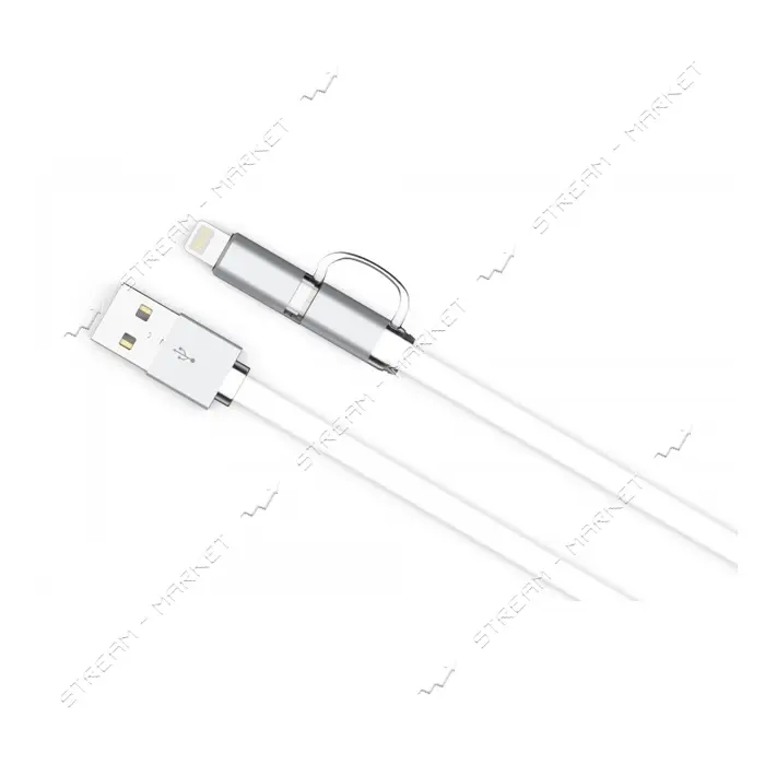 Кабель Ldnio LC84 2 в 1 Micro USB plus Lightning длина 1м белый                                     