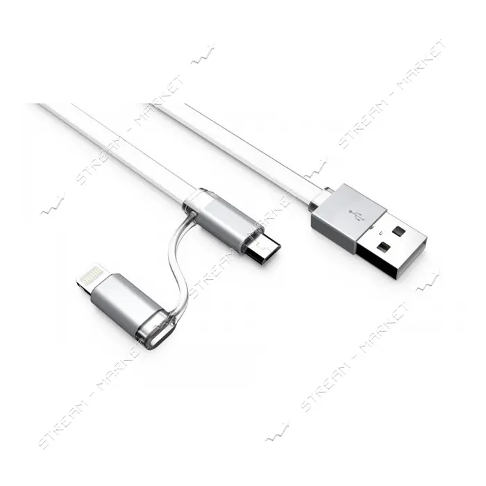 Кабель Ldnio LC84 2 в 1 Micro USB plus Lightning длина 1м белый                                     