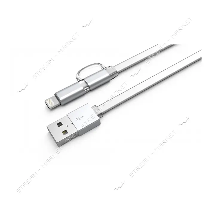 Кабель Ldnio LC84 2 в 1 Micro USB plus Lightning длина 1м белый                                     