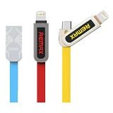 Кабель Remax Armor RC-067t 2 в 1 Micro USB plus Lightning  длина 1м голубой                         
