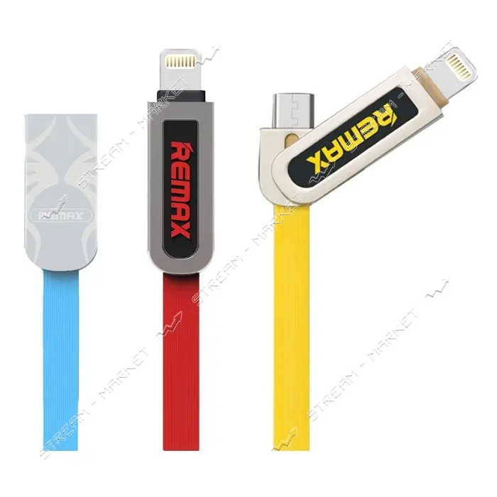 Кабель Remax Armor RC-067t 2 в 1 Micro USB plus Lightning  длина 1м голубой                         