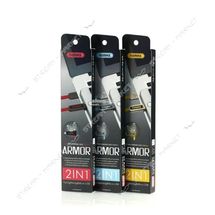 Кабель Remax Armor RC-067t 2 в 1 Micro USB plus Lightning  длина 1м голубой                         