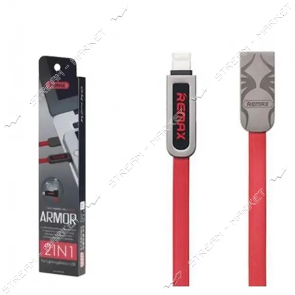 Кабель Remax Armor RC-067t 2 в 1 Micro USB plus Lightning длина 1м красный