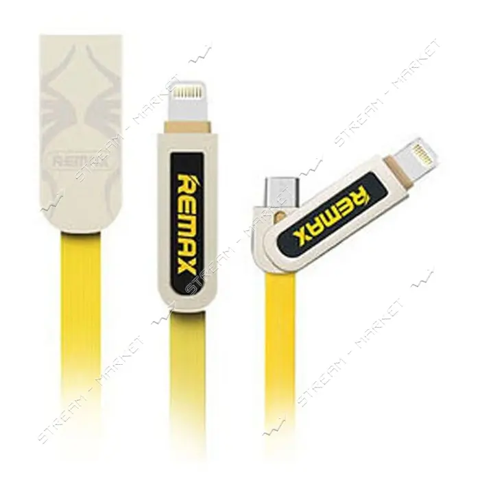 Кабель Remax Armor RC-067t 2 в 1 Micro USB plus Lightning  длина 1м желтый                          
