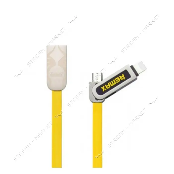 Кабель Remax Armor RC-067t 2 в 1 Micro USB plus Lightning  длина 1м желтый                          