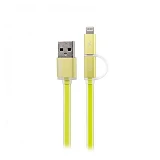 Кабель Remax Aurora RC-020t 2 в 1 Micro USB plus Lightning длина 1м салатовый
