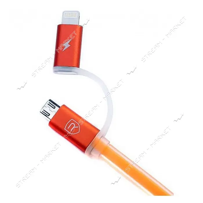 Кабель Remax Aurora RC-020t 2 в 1 Micro USB plus Lightning длина 1м оранжевый                       