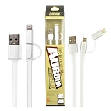 Кабель Remax Aurora RC-020t 2 в 1 Micro USB plus Lightning длина 1м серебро