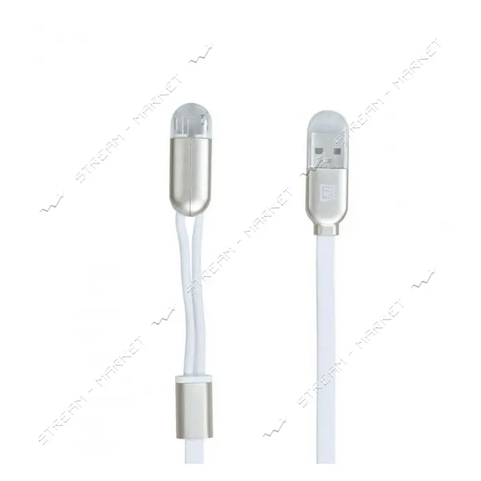 Кабель Remax Twins RC-025t 2 в 1 Micro USB plus Lightning длина 1м белый
