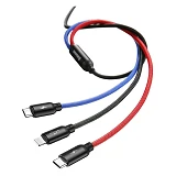 Кабель Baseus Three Primary Colors 3 в 1 Micro USB plus Lightning plus USB Tyre-C длина 0.3м черный