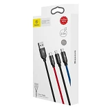 Кабель Baseus Three Primary Colors 3 в 1 Micro USB plus Lightning plus USB Tyre-C длина 0.3м черный