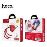 Кабель Hoco U50 3 в 1 Micro USB plus Lightning plus USB Type-C длина 1м красный                     