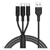 Кабель Hoco X25 3 в 1 Micro USB plus Lightning plus USB Type-C  длина 1м черный                     