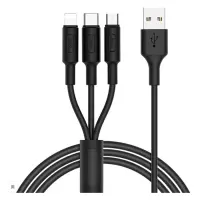 Кабель Hoco X25 3 в 1 Micro USB plus Lightning plus USB Type-C  довжина 1м чорний                   