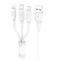 Кабель Hoco X25 3 в 1 Micro USB plus Lightning plus USB Type-C довжина 1м білий                     