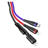 Кабель Joyroom S-M377 3 в 1 Micro USB plus Lightning plus USB Type-C длина 1.5м черный