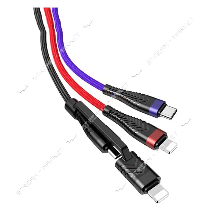 Кабель Joyroom S-M377 3 в 1 Micro USB plus Lightning plus USB Type-C длина 1.5м черный