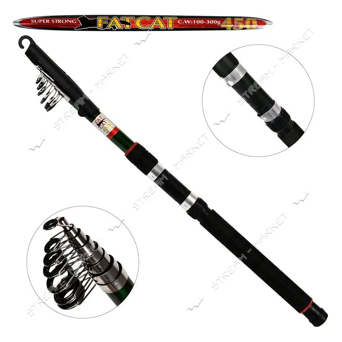 Спиннинг карповый телескоп Fat сat 4.5м 100-300г 8к J4508                                           