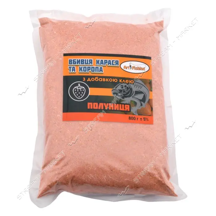 Прикормка Art fishing клубника с добавлением клея 800г                                              