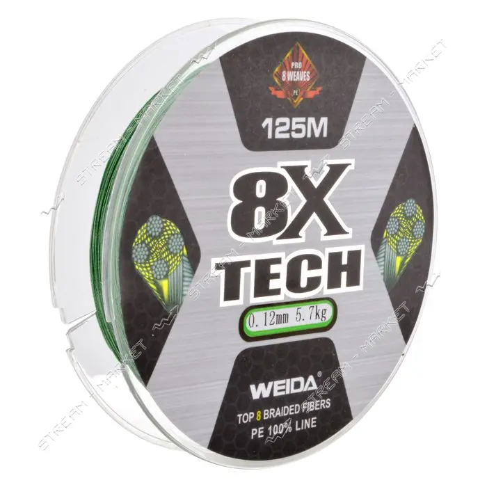 Шнур Weida Х8 125мх0.12мм тест 5.3кг 8060                                                           