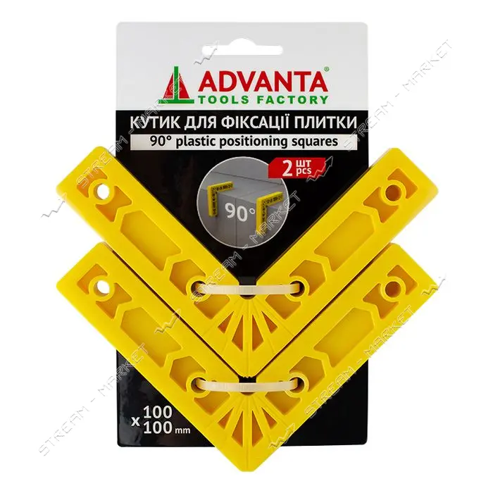 Уголок для фиксации плитки ADVANTA 100х100 90 градусов 2шт