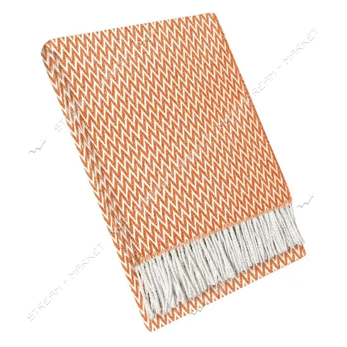 Плед Vladi Valencia евро 200х220 плотность 350г/м2 белый-оранжевый 01/ANTONIO                       