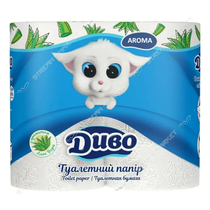 Туалетная бумага Диво Арома Алоэ вера 2 слоя 4 рулона белая