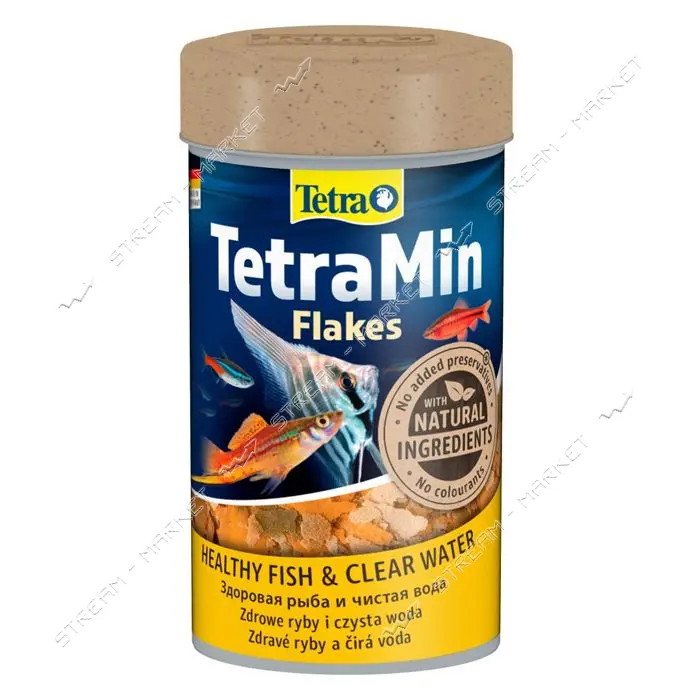 Корм сухой Tetra Min Flakes для тропических аквариумных рыбок в хлопьях 100мл