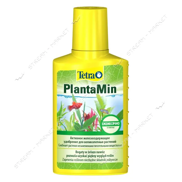 Удобрение Tetra PlantaMin для зеленых аквариумных растений с железом 100мл на 400л                  