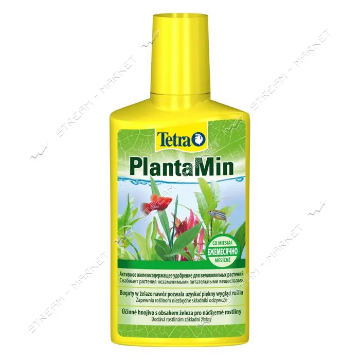 Удобрение Tetra PlantaMin для зеленых аквариумных растений с железом 250мл на 1000л                 