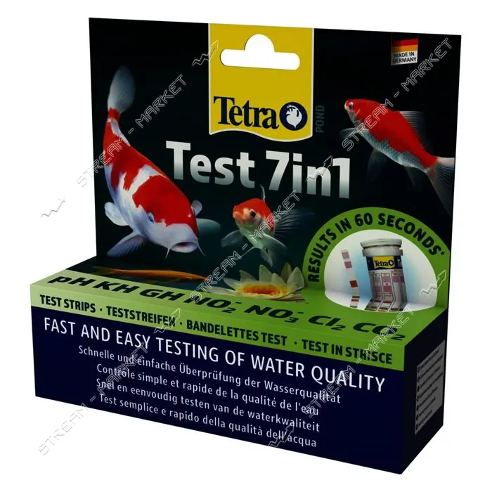 Набор индикаторных тестов Tetra Pond Test 7in1 для пруда проверки показателей качества воды 25шт