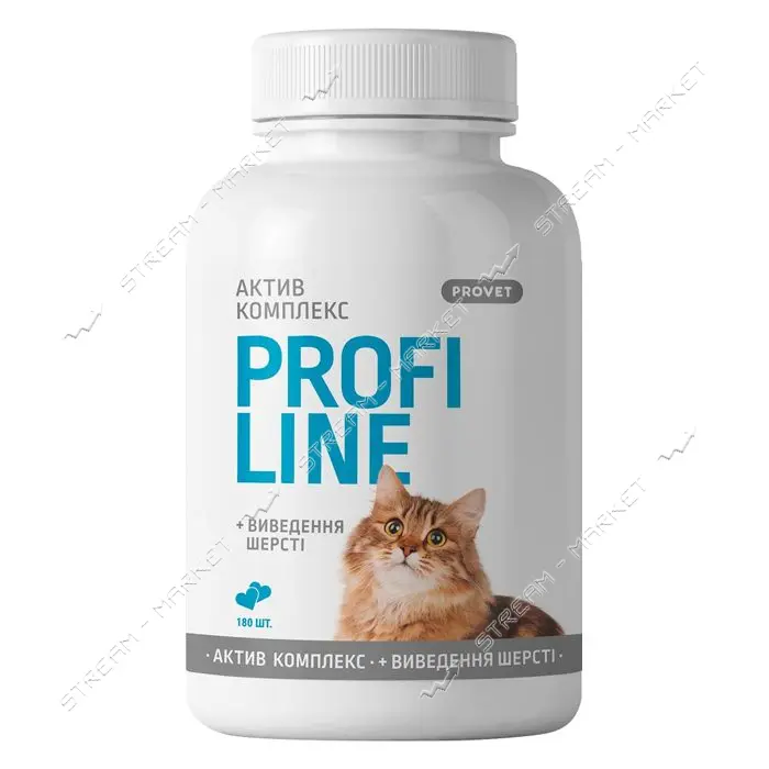 Витамины Природа Provet PROFILINE для кошек АКТИВ комплекс и вывод шерсти 180 таблеток