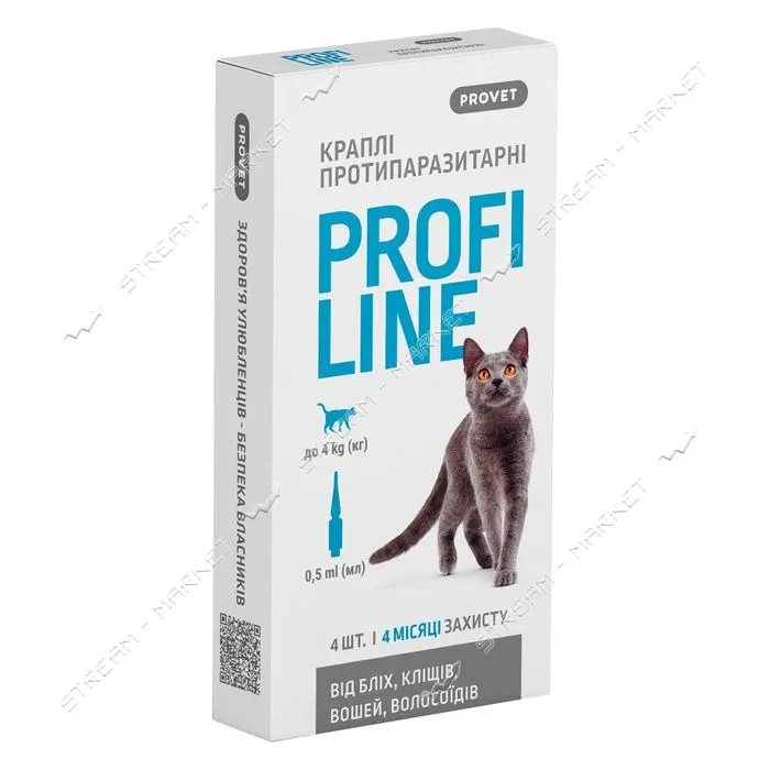 Капли Природа Provet PROFILINE для кошек до 4кг инсектоакарицид 4 пипетки по 0.5мл