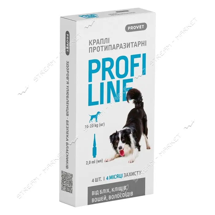 Капли Природа Provet PROFILINE для собак 10-20кг инсектоакарицид 4 пипетки по 2мл                   