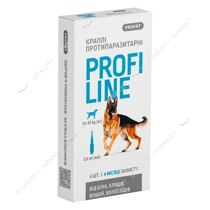 Капли Природа Provet PROFILINE для собак 20-40кг инсектоакарицид 4 пипетки по 3мл                   