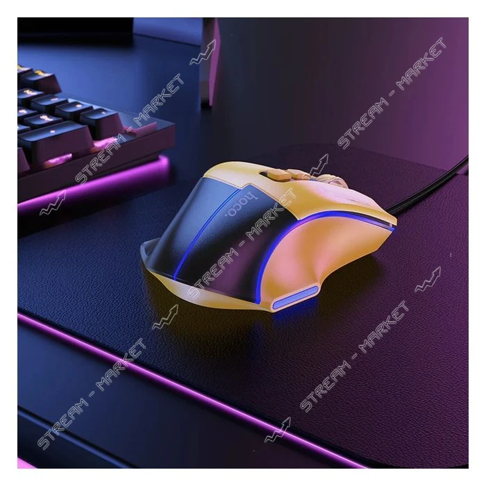 Игровая мышь HOCO GM31 черный/желтый                                                                