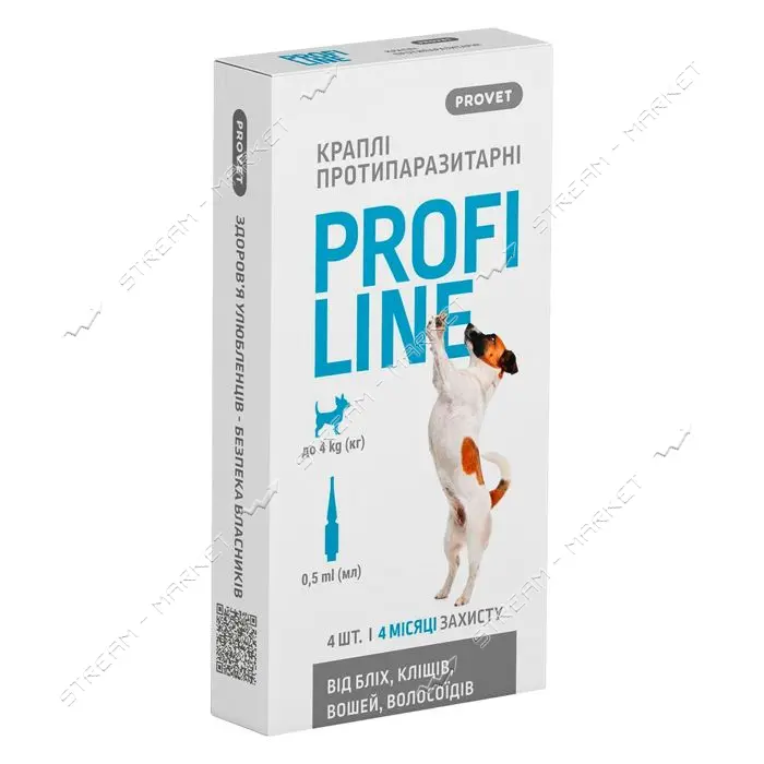 Капли Природа Provet PROFILINE для собак до 4кг инсектоакарицид 4 пипетки по 0.5мл