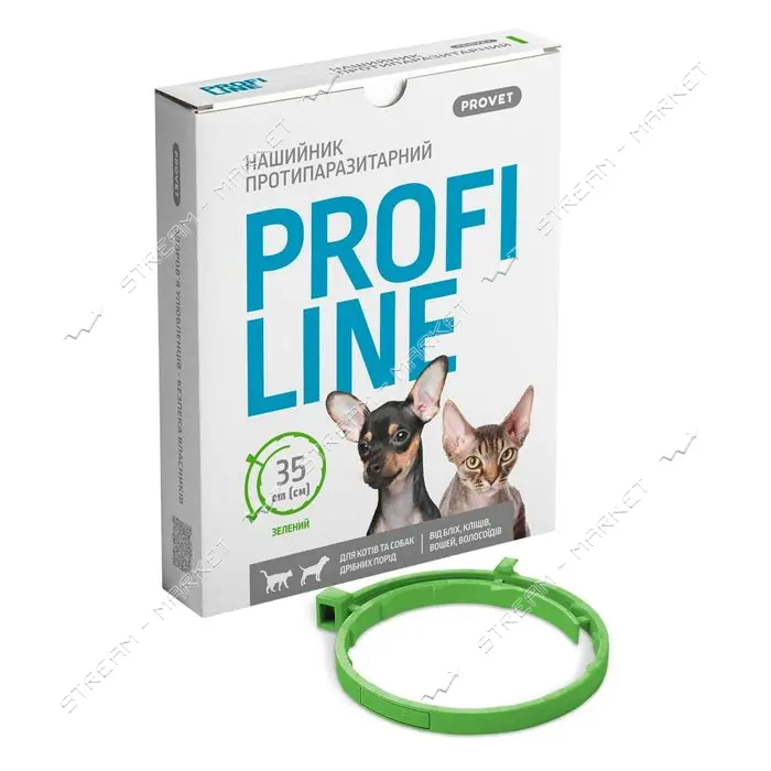 Ошейник Природа Provet PROFILINE для кошек и собак инсектоакарицид 35см зеленый