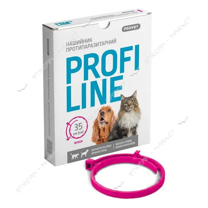 Ошейник Природа Provet PROFILINE для кошек и собак инсектоакарицид 35см фуксия                      