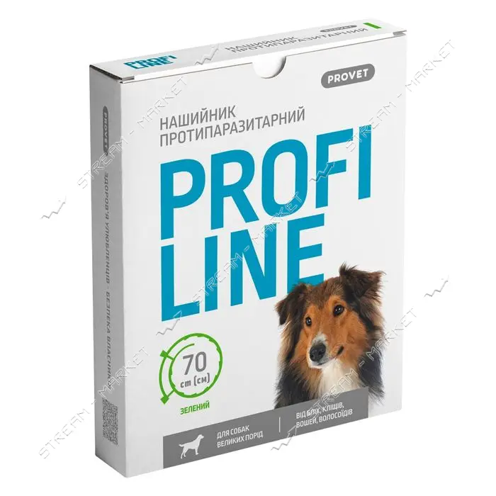 Ошейник Природа Provet PROFILINE для собак больших пород инсектоакарицид 70см зеленый