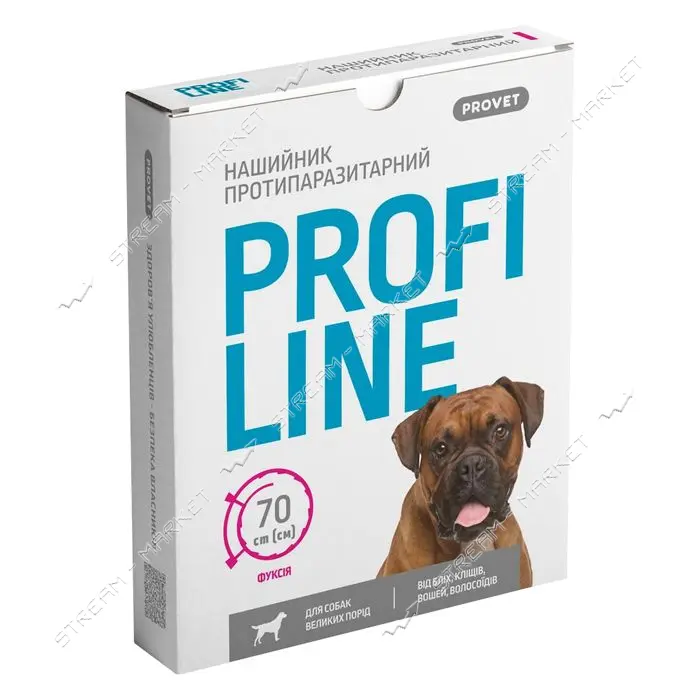 Ошейник Природа Provet PROFILINE для собак больших пород инсектоакарицид 70см фуксия