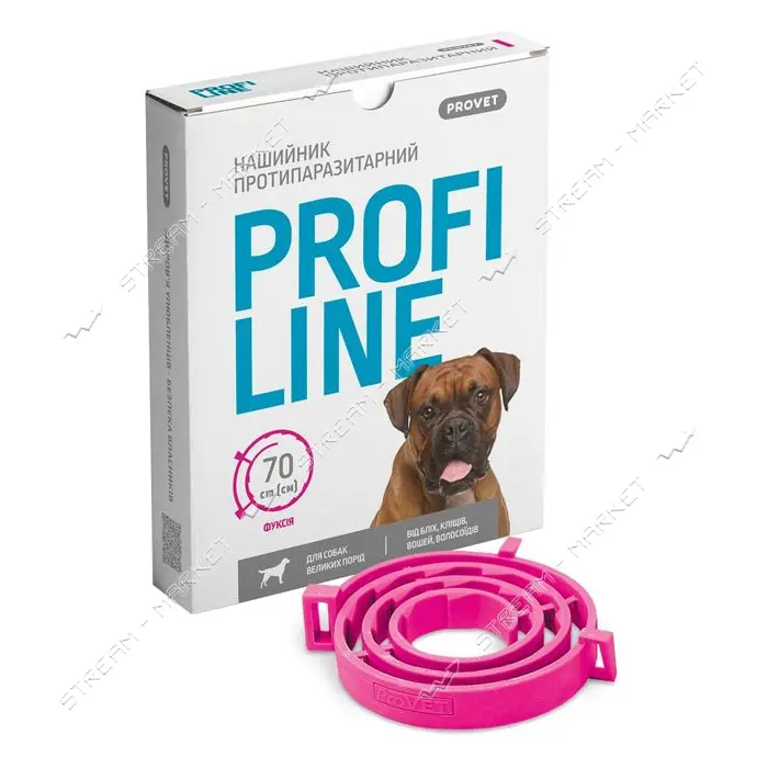 Ошейник Природа Provet PROFILINE для собак больших пород инсектоакарицид 70см фуксия