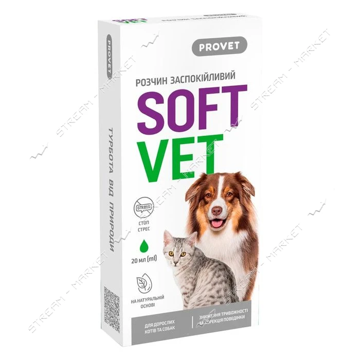 Фитокомплекс Природа Provet SOFTVET антистрессовое и кор поведения для взрослых кошек и собак 20мл