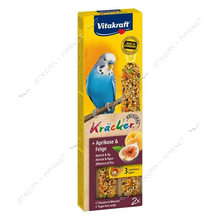 Лакомство VITAKRAFT Kracker Original Apricot Fig крекер для декоративных попугаев с фрукт 2шт       