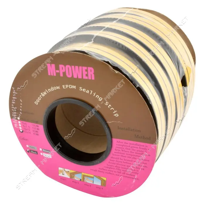 Уплотнитель M-power самоклеющийся Гараж 12х14 40m Китай 20х2 черный