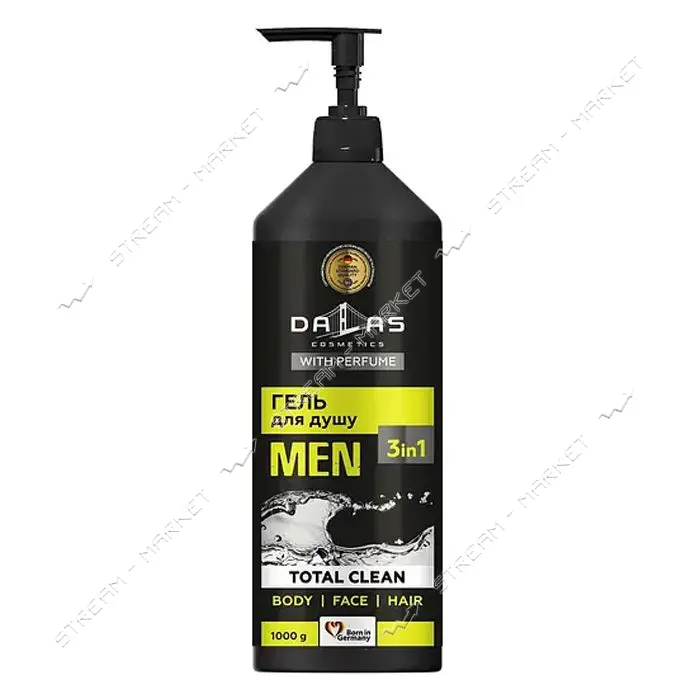 Шампунь-гель Dalas для душа мужской Total Clean дозатор 1л