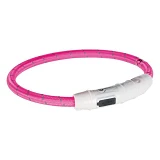 Ошейник Trixie Flash Light Ring USB для собак с подсветкой силикон размер XS-S 35см/7мм розовый
