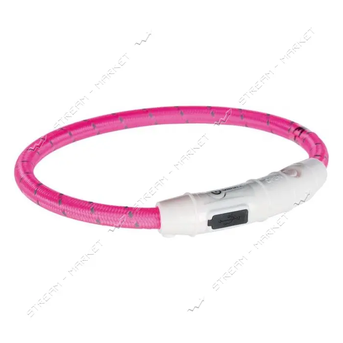Ошейник Trixie Flash Light Ring USB для собак с подсветкой силикон размер XS-S 35см/7мм розовый